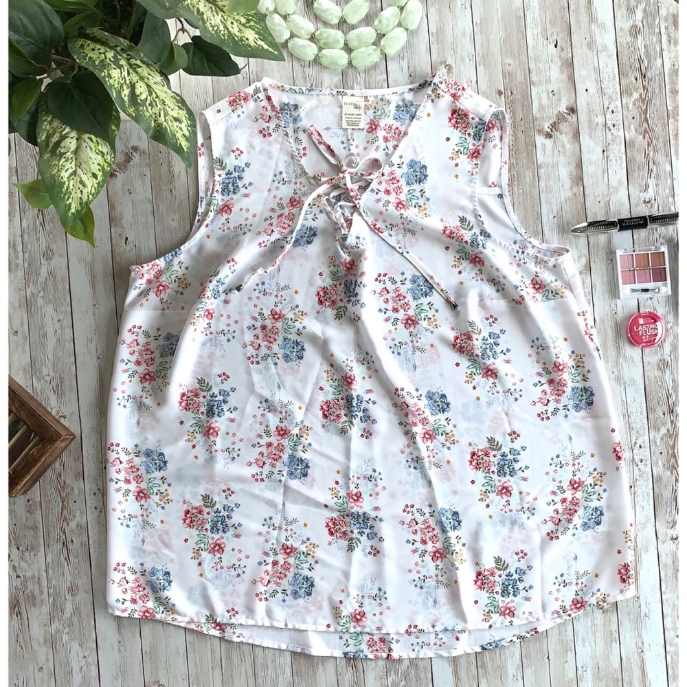 Terra Sky floral print sleeveless blouse tank top